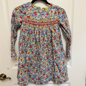 Mini Boden Blue Floral Long Sleeve Dress 8-9 yo